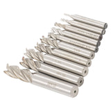 Carbide End Mill Set 10 Piece 2 to 12 mm 4 Flute