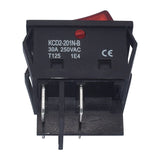 KCD2-201N-B 4-pin 2-position 30A 250VAC Power Switch with Red Lamp Rocker Switch