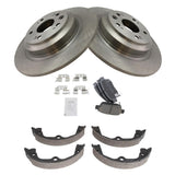 Rear Ceramic Brake Pad, Rotor and Parking Brake Shoe Kit for 2009-2014 Acura TL