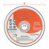 3 x 1/32 x 3/8 in Thin Cut Off Wheels for Die Grinders 20 Pack