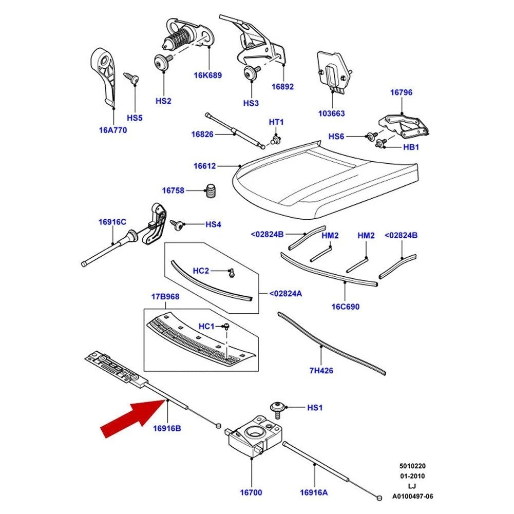 Hood Release Cable FSE000030 for 2003-2012 Land Rover Range Rover L322