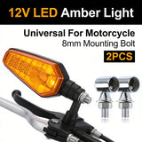 2PCS Motorcycle Turn Signal Mini Blinker Light Indicator Amber Chrome – product image