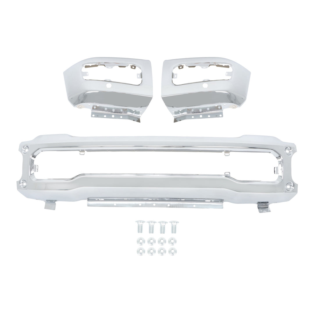 Chrome Split Front Bumper with Sensor Holes for 2023-2024 Ford F-250 F-350 Super Duty
