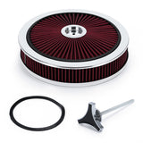 14 x 3 inch Round Air Cleaner with Washable Filter and Chrome Lid for 5-1/8 inch Carburetors AIT17R