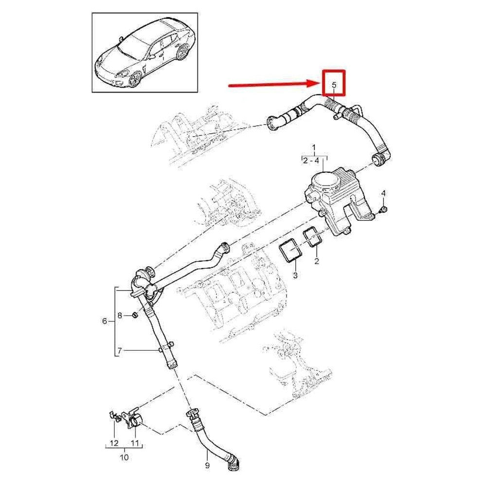 Crankcase Breather Tube 94810724520 for 2010-2016 Porsche Panamera