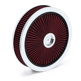 14 x 3 inch Round Air Cleaner with Washable Filter and Chrome Lid for 5-1/8 inch Carburetors AIT17R