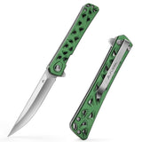 FLISSA 4.5 in Folding Pocket Knife, 5Cr15 Stainless Blade, Aluminum Handle