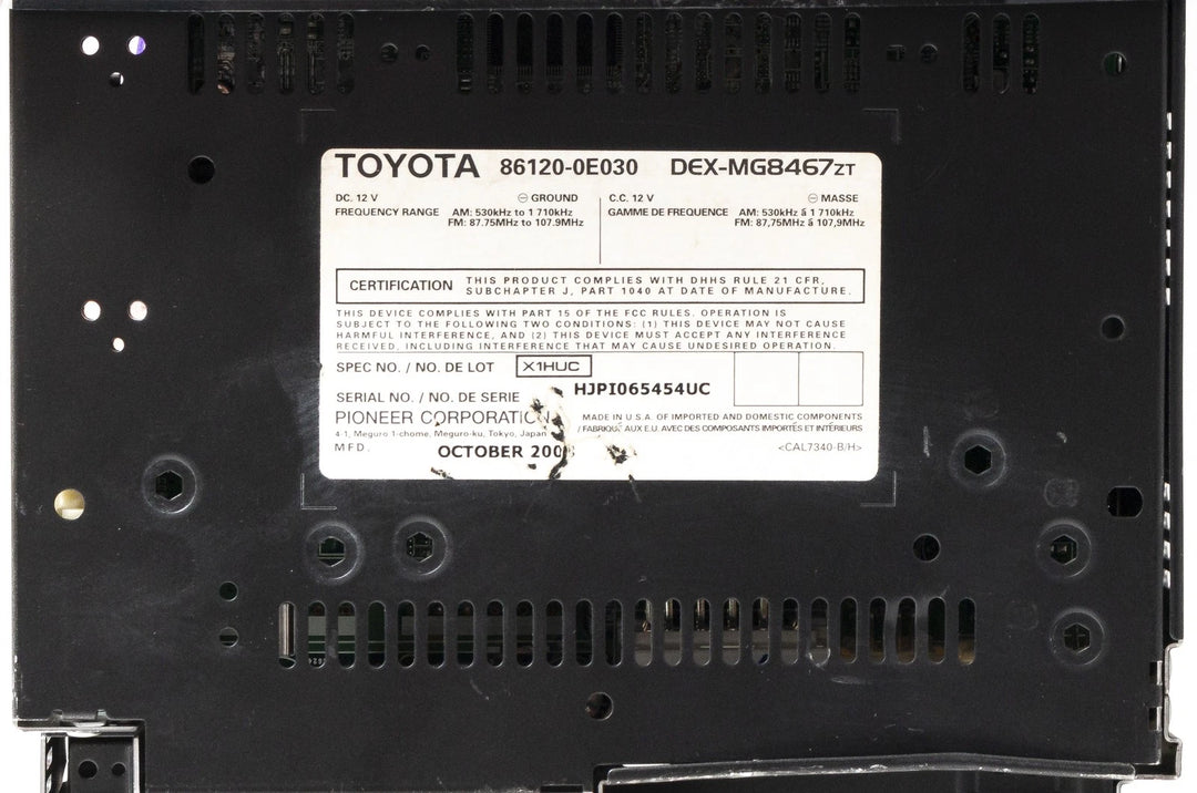 2007-2009 Lexus RX350 OEM AM/FM SAT Radio 6-Disc CD MP3 Player 861200E030 Face AP1811 - product image