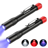 Everbrite 2-Pack 3-in-1 UV, Red and White Pen Lights