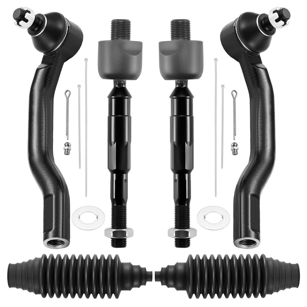 6-Piece Front Inner and Outer Tie Rod Kit with Boots for 2006-2011 Honda Civic EV800246