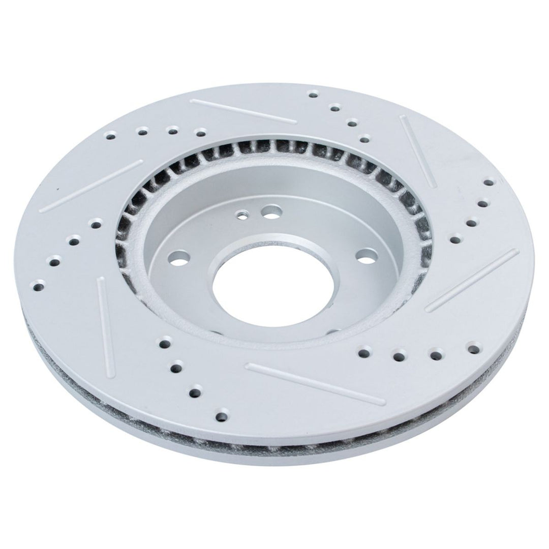 Front Drilled and Slotted Coated Brake Rotor Pair for Hyundai Elantra, Kona, Veloster and Kia Forte, Soul