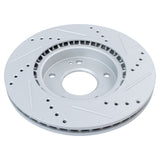 Front Drilled and Slotted Coated Brake Rotor Pair for Hyundai Elantra, Kona, Veloster and Kia Forte, Soul