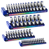 WORKPRO 4-Piece Socket Organizer Set 1/4, 3/8 and 1/2 Inch Drive Metric