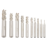 Carbide End Mill Set 10 Piece 2 to 12 mm 4 Flute