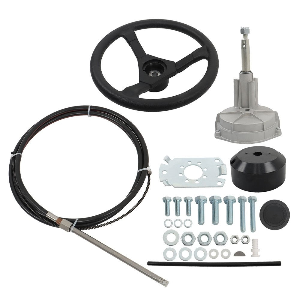 12 Ft Rotary Steering System Kit with 12.4 Inch Wheel for Outboard Boats SS13712