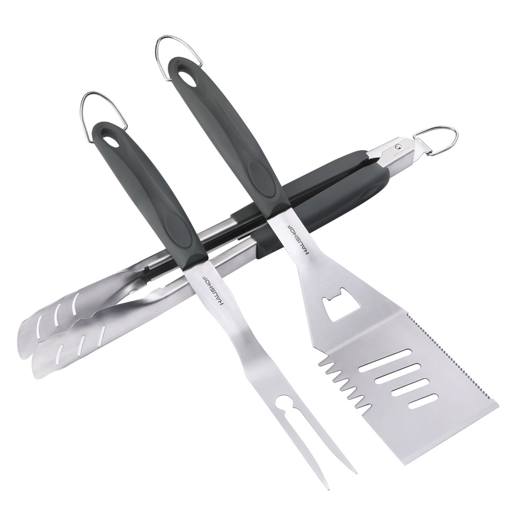 HAUSHOF 3-Piece Stainless Steel BBQ Tool Set