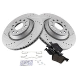 Rear Performance Drilled & Slotted Rotor & Ceramic Pad Kit for Audi S3, RS3, TTS & VW Golf R, Atlas