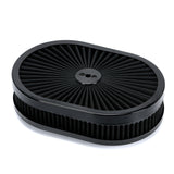 Oval Air Cleaner 12 x 2 inch with Washable Filter for 5-1/8 inch Carburetor Neck AIT18BK