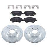 Front Drilled Brake Rotors and Ceramic Pads Kit for 2011-2016 Hyundai Elantra