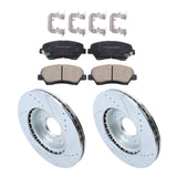 Front Drilled Brake Rotors and Ceramic Pads Kit for 2011-2016 Hyundai Elantra