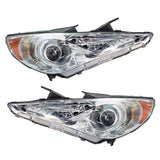 Chrome Halogen Projector Headlight Pair for 2011-2014 Hyundai Sonata