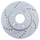 Front Drilled and Slotted Coated Brake Rotor Pair for Hyundai Elantra, Kona, Veloster and Kia Forte, Soul