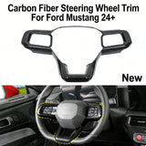Carbon Fiber Interior Steering Wheel Trim Cover for Ford Mustang 24+ Accessories – product image