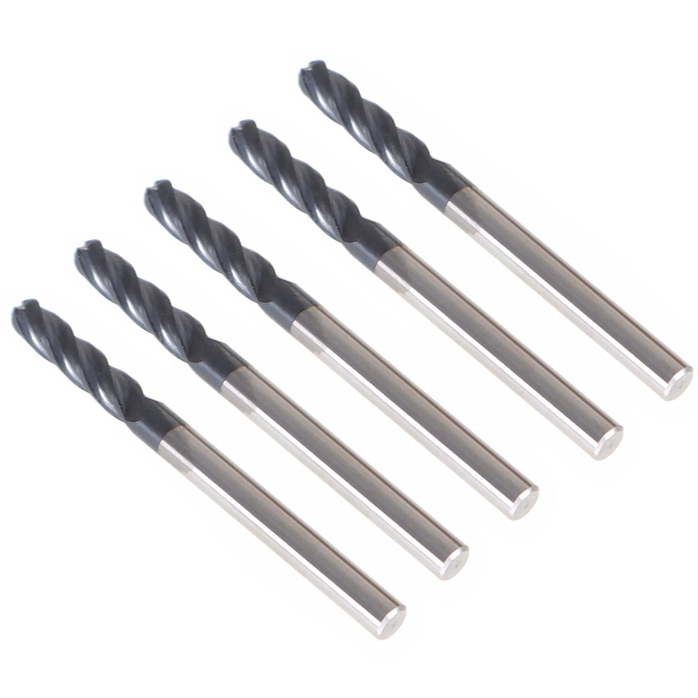 1/8 Inch 4 Flute Ball Nose Carbide End Mill 5 Pack 1-1/2 Inch OAL