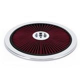 14 x 3 inch Round Air Cleaner with Washable Filter and Chrome Lid for 5-1/8 inch Carburetors AIT17R