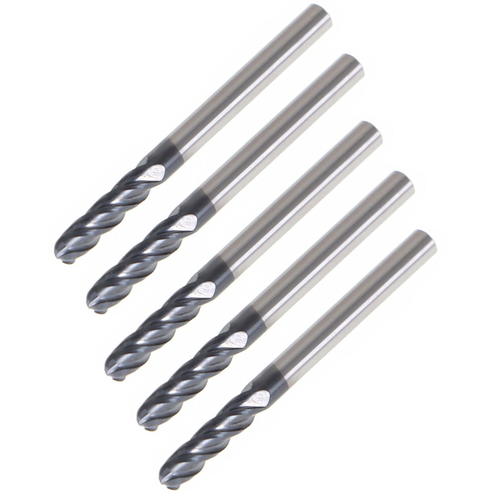 1/8 Inch 4 Flute Ball Nose Carbide End Mill 5 Pack 1-1/2 Inch OAL