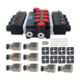 4 Spool 12V DC Double Acting Solenoid Hydraulic Control Valve 3600 PSI 13 GPM