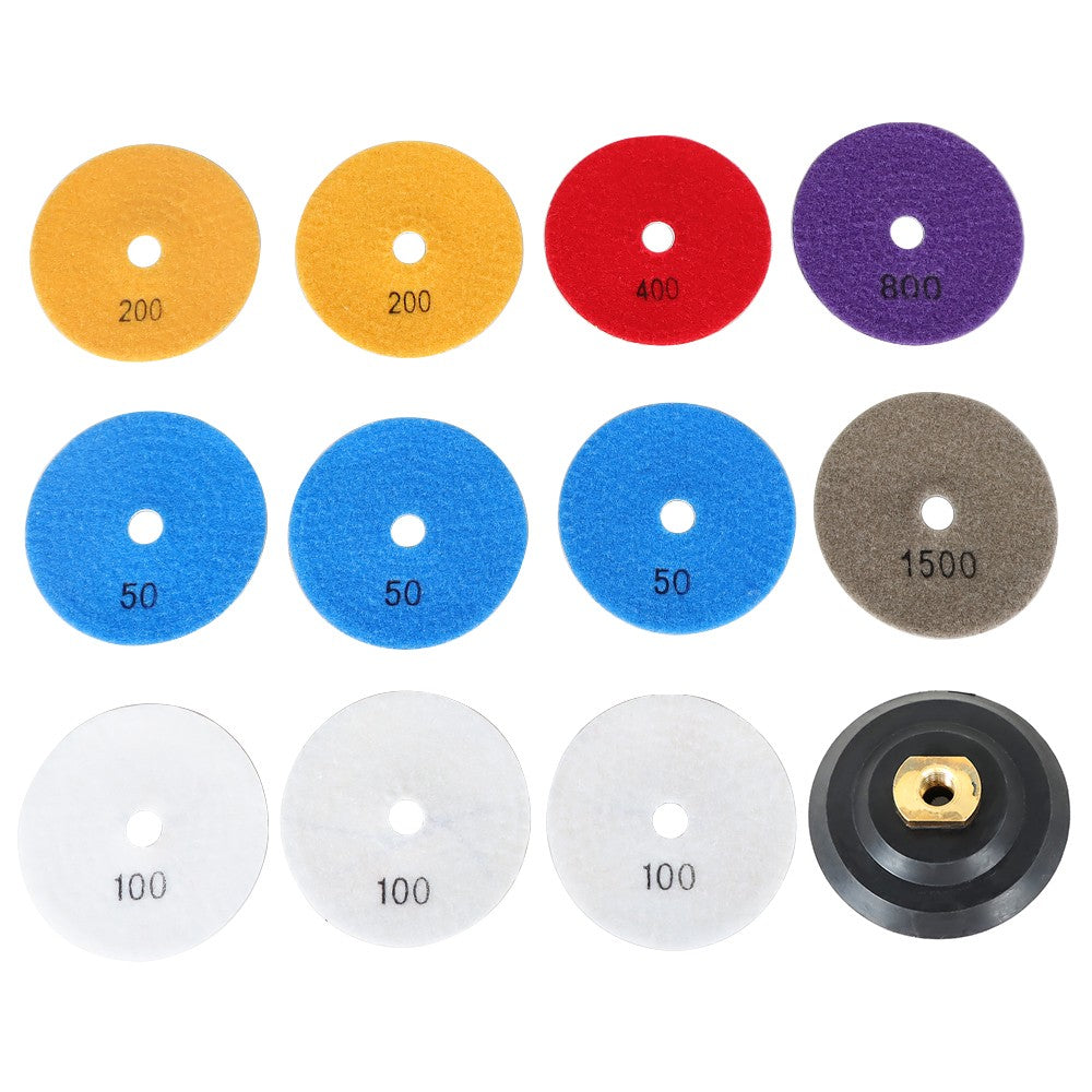 4 Inch Diamond Polishing Pad Set 12 Piece Wet Dry for Granite Concrete Marble