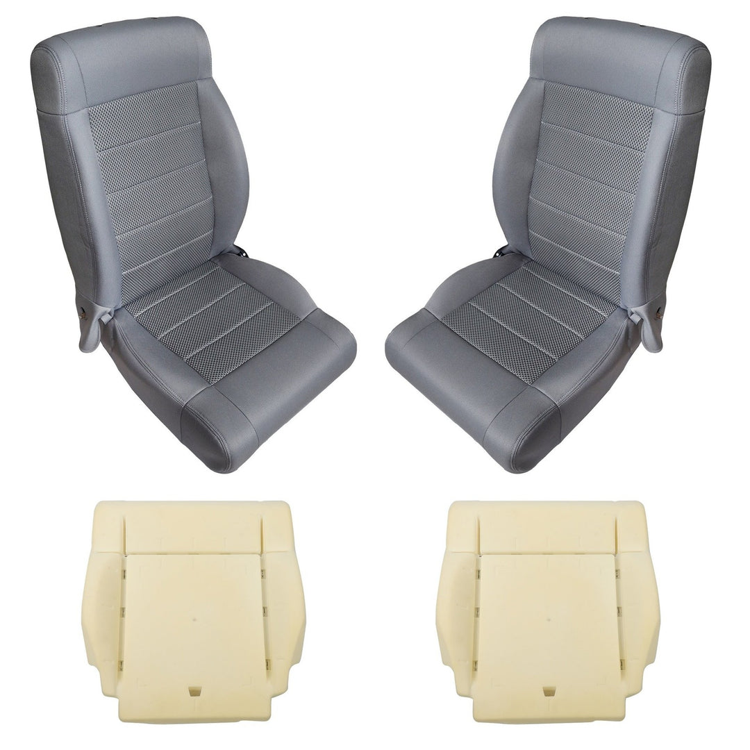 Gray Cloth Front Seat Cover Set with Bottom Foam for 2007-2010 Jeep Wrangler