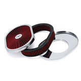 Oval Air Cleaner 12 x 2 inch with Washable Red Filter for 5-1/8 inch Carburetor Neck AIT18R