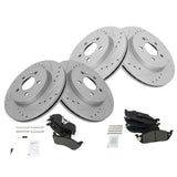 Front and Rear Ceramic Brake Pad and Drilled Rotor Kit for 1998-2005 Mercedes-Benz ML320, ML350 and ML430