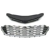 Front Upper and Center Mesh Grille Set for 2016-2018 Chevrolet Cruze