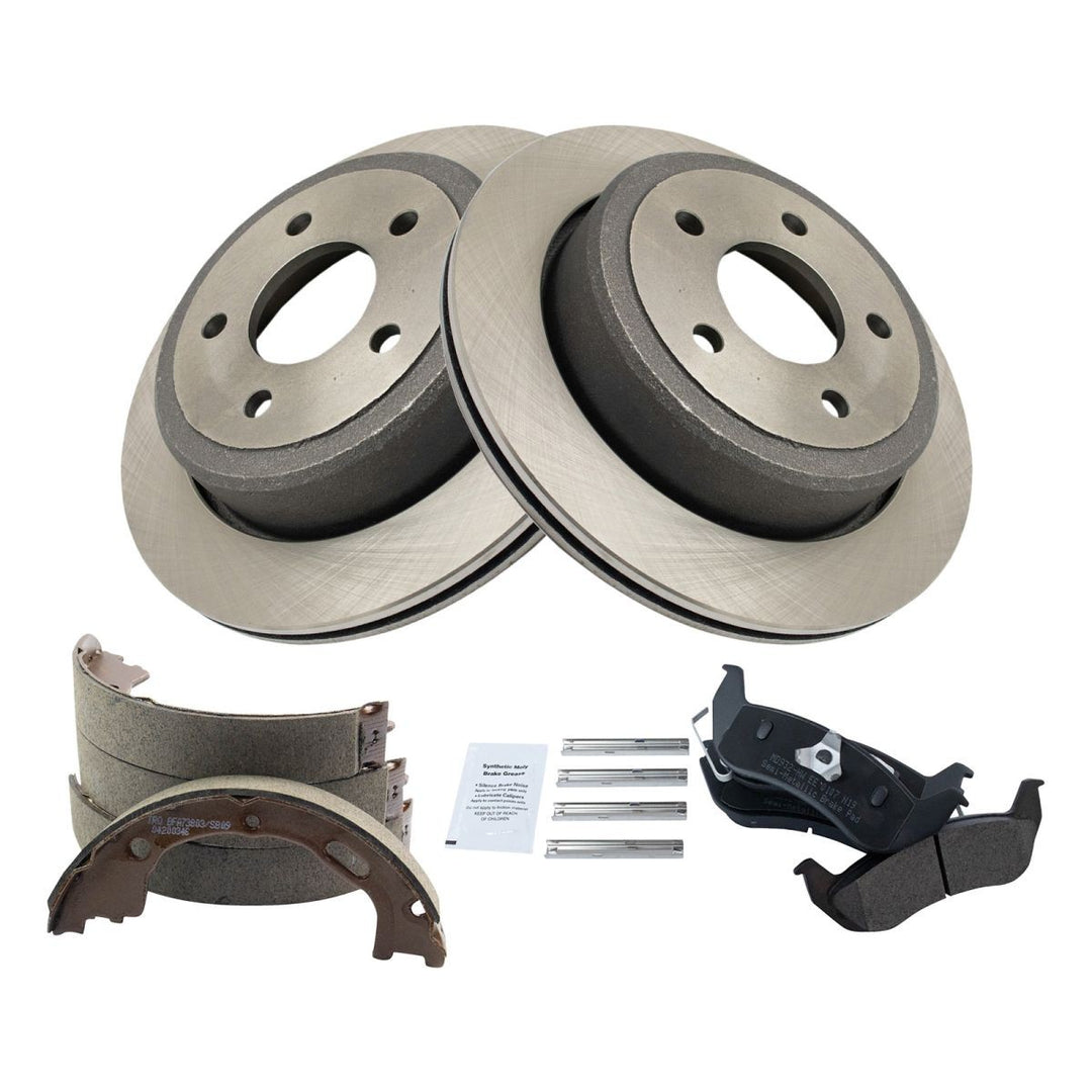 Rear Brake Pad Rotor and Parking Brake Shoe Kit for 2010-2011 Ford Ranger