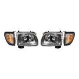 Fits 01-04 Tacoma Headlights with Signal Corner Lights 4 Pc Set Black Trim 6223-0001C4 - product image