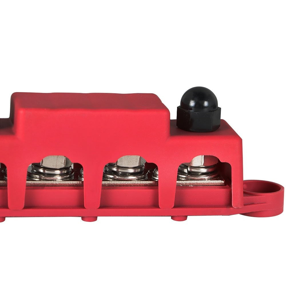 4 Post 12V 250A Power Distribution Bus Bar Pair Red and Black 3/8 Inch Studs