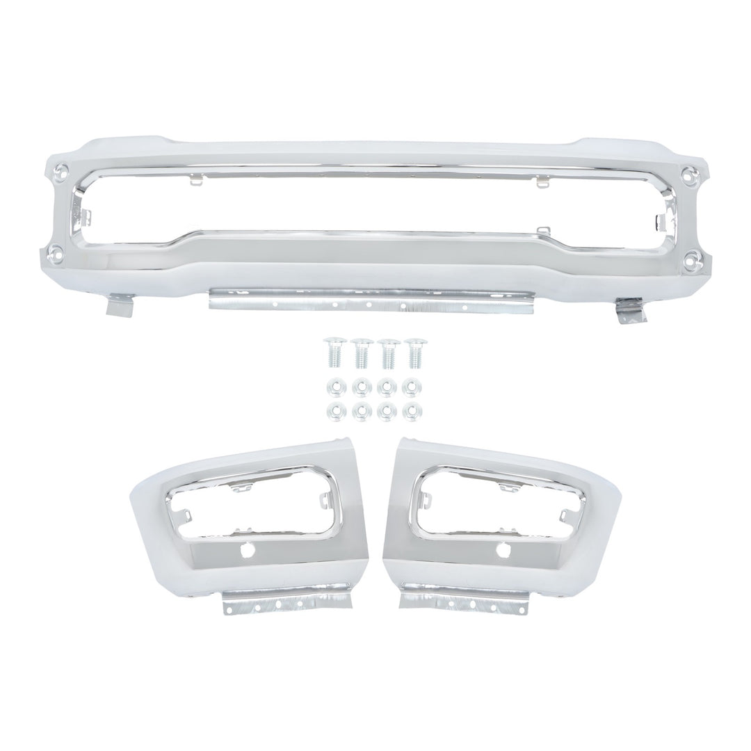 Chrome Split Front Bumper with Sensor Holes for 2023-2024 Ford F-250 F-350 Super Duty