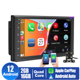 7 Inch Android 12 CarPlay Car Stereo GPS Navigation Radio Double 2 DIN + Camera
