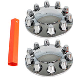 Chrome Front Axle Hub Covers with 33mm Lug Nut Covers for Semi Trucks Set of 2