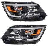 Halogen Headlight Pair with LED DRL Black for 2016-2019 Ford Explorer