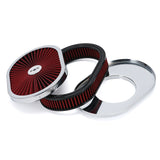 Oval Air Cleaner 12 x 2 inch with Washable Red Filter for 5-1/8 inch Carburetor Neck AIT18R