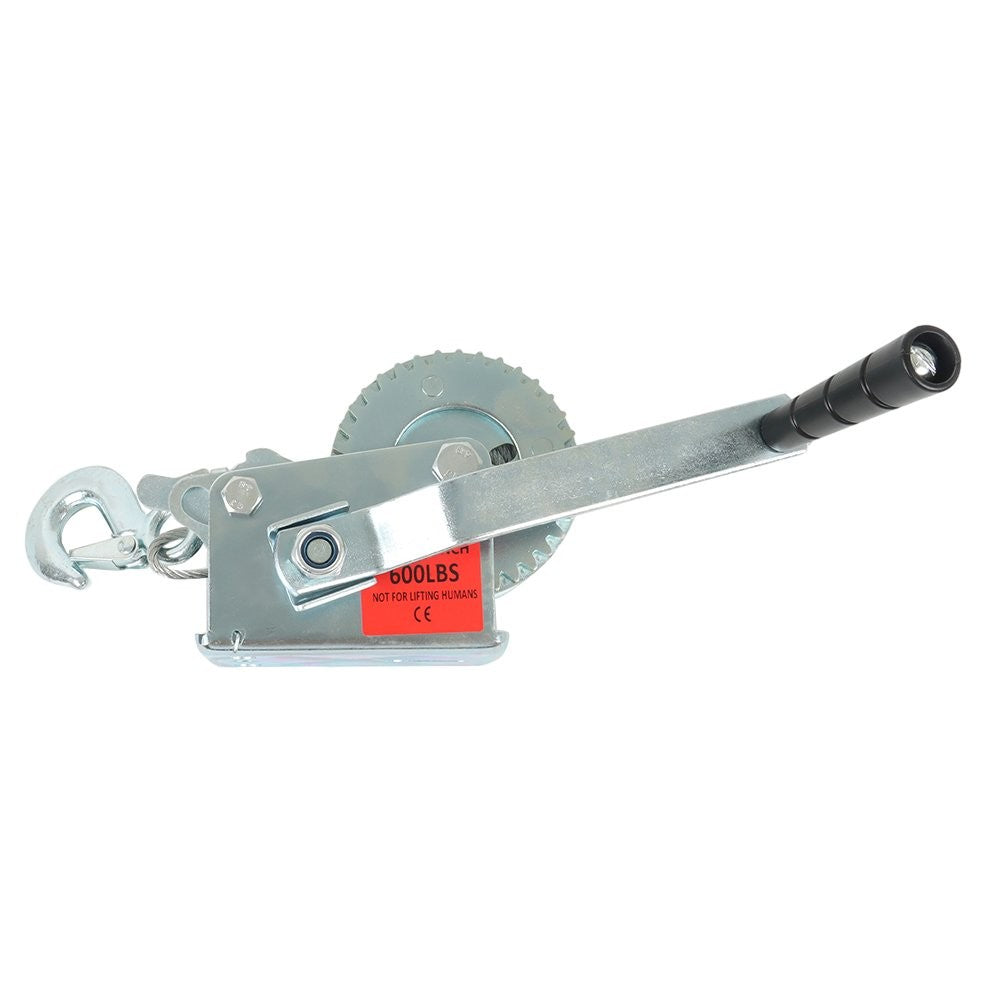 Hand Crank Winch 600 lb with Steel Cable