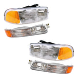 Headlights Set fits GMC Sierra Pickup Yukon & Yukon XL 4 Pc with Park Signal Lights 1224-0151C4 - product image