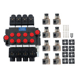 4 Spool 12V DC Double Acting Solenoid Hydraulic Control Valve 3600 PSI 13 GPM