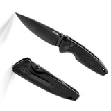 FLISSA D2 Steel Folding Pocket Knife with Button Lock and G10 Handle