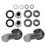 4 Inch Drop 42 Inch Weld-On Spindle Pair with Hubs for 7000 Lb Trailer Axle