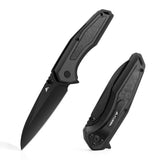 FLISSA Folding Pocket Knife with Carbon Fiber and Aluminum Handle